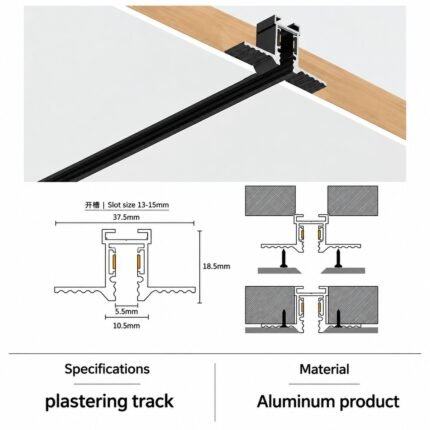 Ultra-Narrow 5mm 24V Magnetic Track Plastering Track (cut-out 13-15mm)