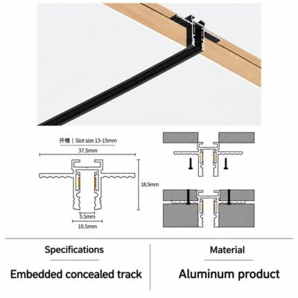 Ultra-Narrow 5mm 24V Magnetic Track Embedded Concealed Track