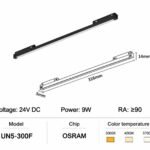 Ultra-Narrow 5mm 24V Magnetic Track UN5-300F Linear Floodlight 9W