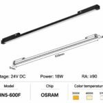 Ultra-Narrow 5mm 24V Magnetic Track UN5-600F Linear Floodlight 18W