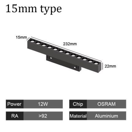 15mm Narrow Magnetic Track Grille Light 12W