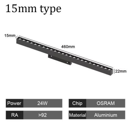 15mm Narrow Magnetic Track Grille Light 24W