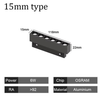 15mm Narrow Magnetic Track Grille Light 6W