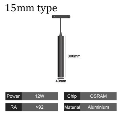 15mm Narrow Magnetic Track Pendant Light 12W