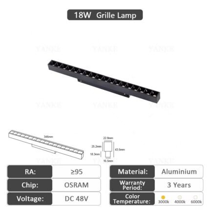 20 Series Magnetic Track 18W Grille Lamp