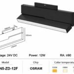 Ultra-Narrow 5mm 24V Magnetic Track UN5-ZD-12F Flood Light 12W (12-Head)