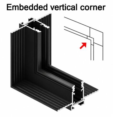 Ultra-Narrow 5mm 24V Magnetic Track Embedded Vertical Corner