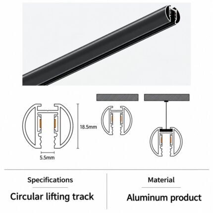 Ultra-Narrow 5mm 24V Magnetic Track Circular Lifting Track