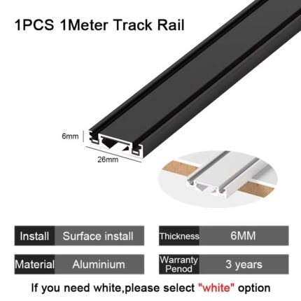 ST1 6mm Ultra-Thin Magnetic Track – 1m (Black/White)