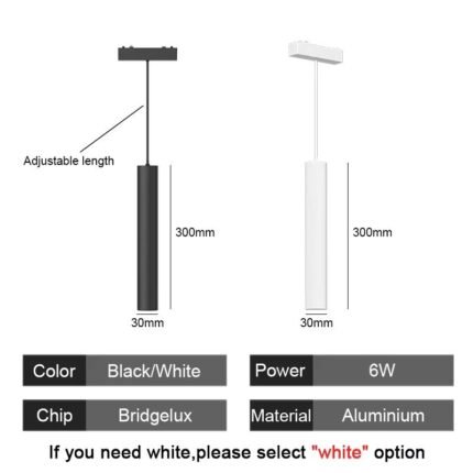 ST1-HL-6W Pendant Light 6W for 6mm Magnetic Track