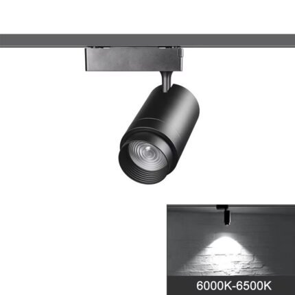 COB Zoom Track Spotlight 15°–60° Adjustable — Black, 6000K