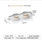 Gypsum Borderless Downlight Double Round 7W×2 (cut-out 195×105mm)