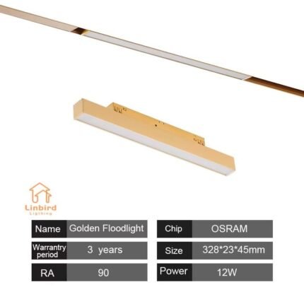 Golden Magnetic Track Floodlight 12W