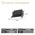 T5 Slim Magnetic Track Fold Floodlamp 6W