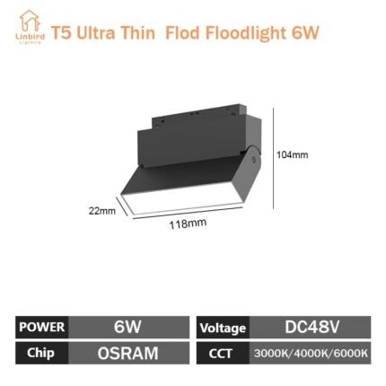 T5 Slim Magnetic Track Fold Floodlamp 6W