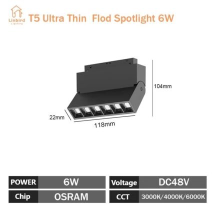 T5 Slim Magnetic Track Fold Spotlamp 6W