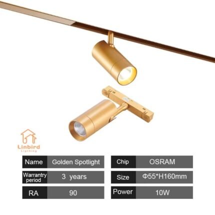 Golden Magnetic Track Spot Lamp 10W