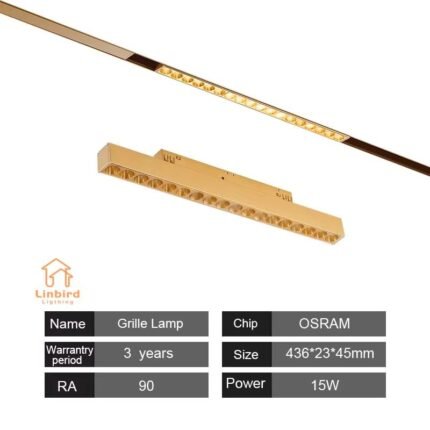 Golden Magnetic Track Grille Spotlight 15W