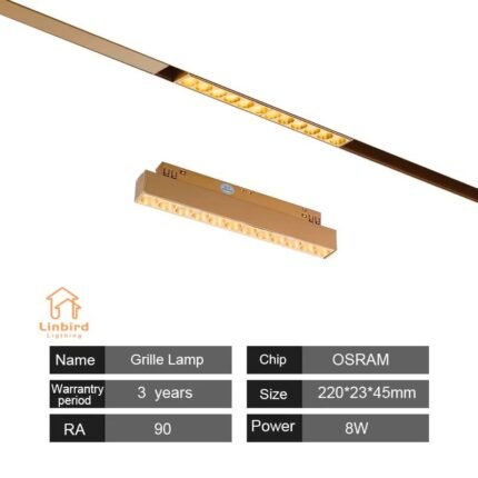 Golden Magnetic Track Grille Spotlight 8W