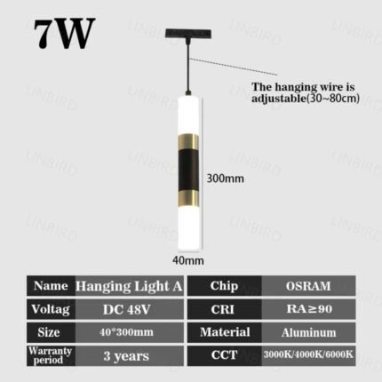 T5 Slim Magnetic Track HLA Pendant 7W (Gold Ring)