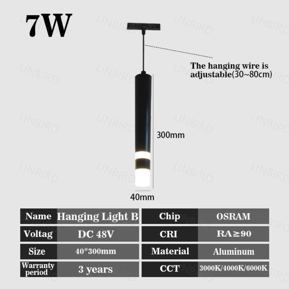 hlb-7w T5 Slim Magnetic Track HLB Pendant 7W (Black)