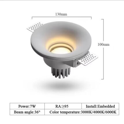 Gypsum Borderless Downlight Round 7W (cut-out Ø135mm)
