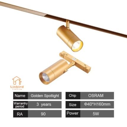 Golden Magnetic Track Spot Lamp 5W