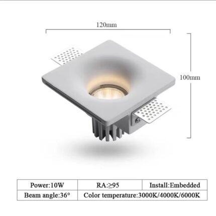 Gypsum Borderless Downlight Square 10W