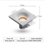 Gypsum Borderless Downlight Square 7W (cut-out 125×125mm)