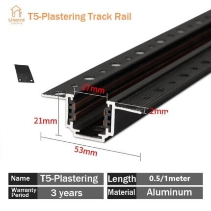 FLUXY Magnetic Track — T5 Plastering Track 1m (Trimless, 2mm wings)